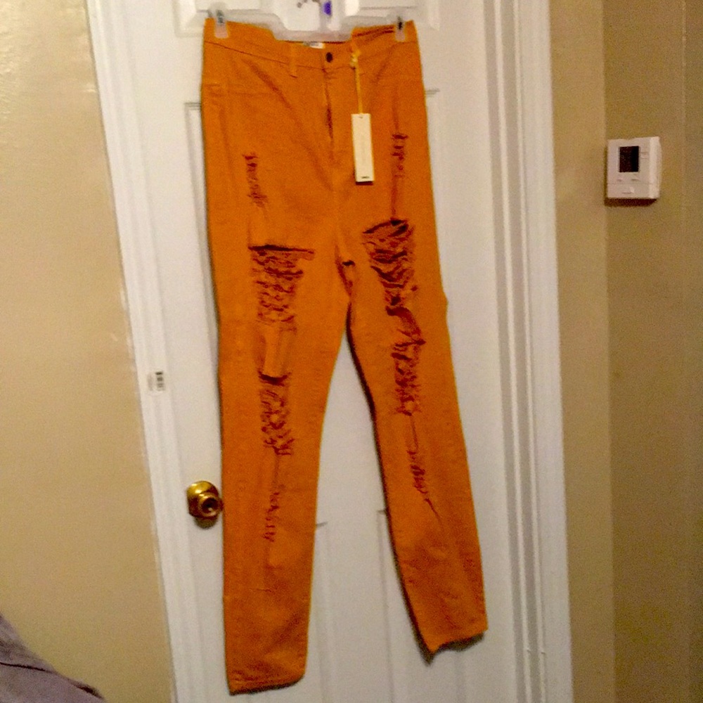 Mustard Aphrodite high waisted distressed jean